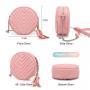 Lovevook 2022 Crossbody bag Round Quilted PU handbag Lady Purse Chains Messenger bag Solid color Classic shoulder bag for Women