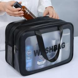 Dry wet separation double-layer transparent large makeup bags ladies travel wash bag