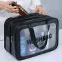 Dry wet separation double-layer transparent large makeup bags ladies travel wash bag