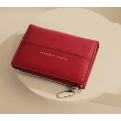 ZR486 Fashion Versatile Woman Short Wallet Classic Card Holder Case Girl  Purse Female Money Clip Billfold Zipper PU Leather