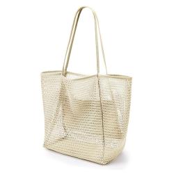 Women's New Casual tote Foldable Beach Handbag with Two Handles Polyester Lining for Summer Outdoor Travel and Shopping