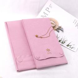 Custom Gold Stamping Microfiber Jewelry Display Luxury Suede Microfiber Necklace Earring Jewelry Pouch With Insert Card Pad