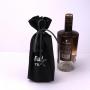 Custom Logo Printed Square Bottom Leather Travel Drawstring Wine Bottle Bag Christmas Leather Wine Gift Bag