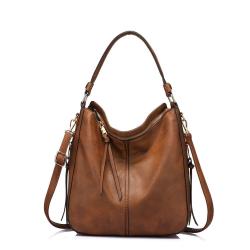REALER 2022 High Quality PU Leather shoulder bags vintage casual handbags large multi pockets Ladies Hand Bags for Women