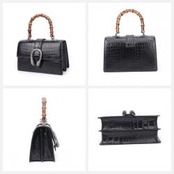 2024 Designer Ladies Bamboo Handle Handbags Famous Brands Matched Crocodile Leather Shoulder Crossbody Bags For Women Luxury