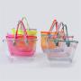 Keymay New Design RTS Stock 10 Colors women Waterproof Large Plastic Colored Clear PVC Handbags Large Beach Bag PVC Tote Bag