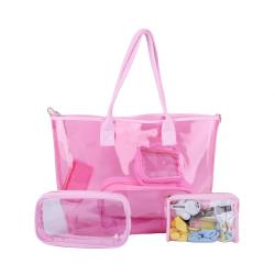 OEM ODM Tote Bag PVC Handbag Shopping Travel Organizer Large Size Clear 10 Jelly Colors Grocery Tote Transparent Bag