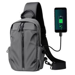 Small Crossbody Shoulder Bag Daypack Cycling Walking Waterproof Sling Chest Bag with USB Charging Port