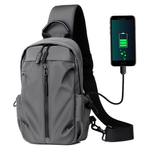 Small Crossbody Shoulder Bag Daypack Cycling Walking Waterproof Sling Chest Bag with USB Charging Port