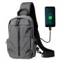 Small Crossbody Shoulder Bag Daypack Cycling Walking Waterproof Sling Chest Bag with USB Charging Port