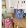 ZWY099 New Color Collision Plaid Cotton Girls Shoulder Bag Lightweight Travel Picnic Shopping Tote Bag Wholesale Checkered Bag