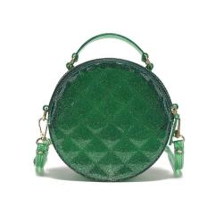 2024 Custom Logo Diamond PVC Jelly Bag For Fashion Women Ladies Round Handbag