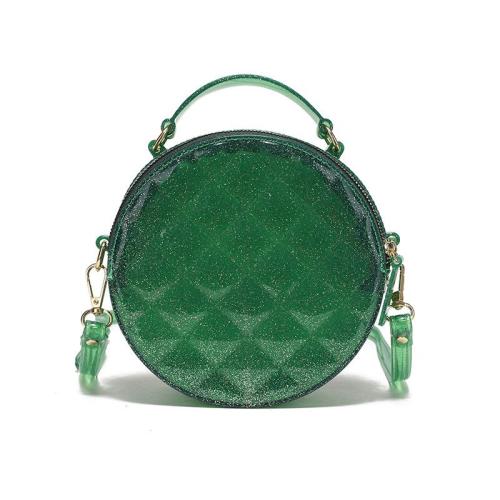 2024 Custom Logo Diamond PVC Jelly Bag For Fashion Women Ladies Round Handbag