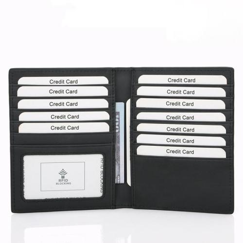 Factory Wholesale Men's Leather Wallets Anti-Theft RFID Blocking Wallet Black Credit Card Holder Money Cash Clip