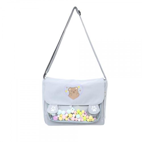 Large Capacity Japanese Style Kawaii Single Shoulder Ita Bag Cute Girl's Tote Bag PVC Window Bags