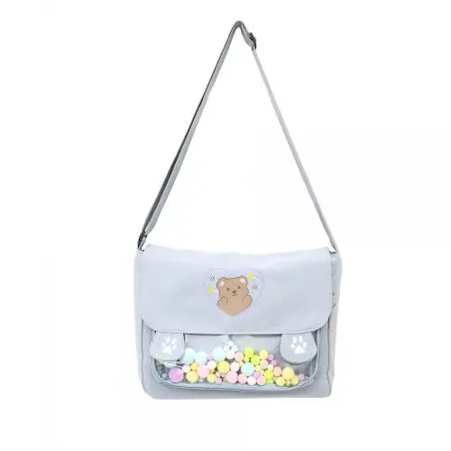 Large Capacity Japanese Style Kawaii Single Shoulder Ita Bag Cute Girl's Tote Bag PVC Window Bags