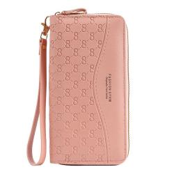 ZR872 Women's Wallet Long Handbag PU Double-layer Zipper Coins Wallet Purse Stylish Contrast Color Mobile Phone Bag Card Holder