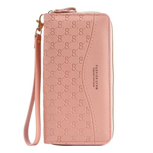 ZR872 Women's Wallet Long Handbag PU Double-layer Zipper Coins Wallet Purse Stylish Contrast Color Mobile Phone Bag Card Holder