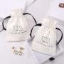 Custom Logo Printed Brush Canvas Cotton Dust Bag For Jewelry Antique Drawstring Bracelet Packaging Jewelry Pouch