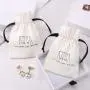 Custom Logo Printed Brush Canvas Cotton Dust Bag For Jewelry Antique Drawstring Bracelet Packaging Jewelry Pouch