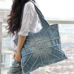 Large Fitness Travel Bag for European and American Men and Women Washed Denim Shoulder Bag Fashionable Mother Bag Style