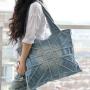 Large Fitness Travel Bag for European and American Men and Women Washed Denim Shoulder Bag Fashionable Mother Bag Style