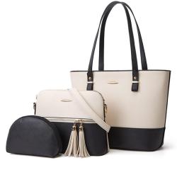 ZF009 Logo with Custom Printed PU Fashion Handbag Three Sets of Shoulder Slanting Zipper Polyester Cotton Women's Tote Bag