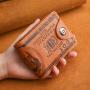 KBW135 2023 Wholesale New Card Bag Leather Bag Fashion Large Capacity Coin Purse Personalized Casual Men's Short Wallet