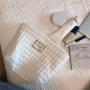 Fashion Solid Color Large Capacity Cosmetic Bag Custom Embroidery Lace Fabric Travel Bag Portable Makeup Pouch