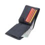 Eco vegan leather trifold wallet slim rfid men's wallet in horizontal with coin compartment and 2 mesh id pocket