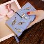 New Korean Women's Long Zipper Buckle Wallet Fashion Handbag with Hollow Leaf Design Waterproof and Open Closure Type