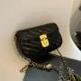 Lock Embroidered Leather Crossbody Bags For Women Soft Leather Bolsos-Para-Mujeres- Chains Bolsas Para Mujer