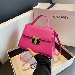 2024 new design women's bag popular fashion lock buckle single shoulder crossbody bag solid color texture small square bag