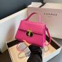 2024 new design women's bag popular fashion lock buckle single shoulder crossbody bag solid color texture small square bag