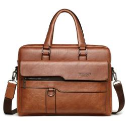 Men Retro  Business Laptop Briefcase China PU Wholesale Large Capacity Tote Pure Color Zipper Square Handbags