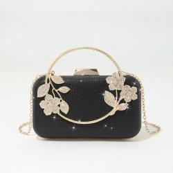 New arrival vintage rhinestone flower women's bags wedding purses elegant shoulder crossbody bag evening handbags for woman