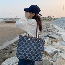 2024 new denim luxury handbag women's brand fashion print shoulder design women's bag