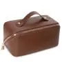 Stylish PU Women's Cosmetic Toiletry Case with Multiple Pockets and Removable Brush Holder for Beauty Products