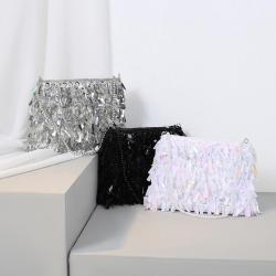 Factory Direct Vintage Silver Handmade Beaded Sequins Bag Evening Bag Ladies Korean Hundred Handbags