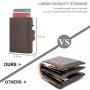 Expandable RFID Blocking Minimalist Metal Pop Up Wallet Slim Aluminum Card Holder Wallet for Men Eject Leather Card Holder