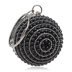 Hot selling round purses pearl beading bag handbags trendy wedding party bags women evening bag women clutch
