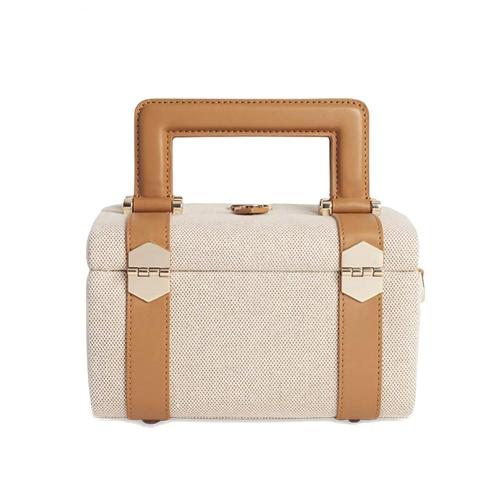 Luxury brand korean designer soft PU Leather and canvas tote weekend shoulder hand bags