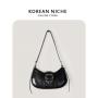 Fashion Retro PU Leather Women Handbag Luxury Denim Blue Designer Hand Bag Wool Joining Leather Shoulder Bag for Women