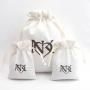 Small White Creamy Cotton Linen Drawstring Bags French Linen Gift Jewelry Bags