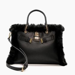 Custom Fashion Tote Bags Ladies Spring Pu Leather And Fluffy Women Handbags Large Capacity Shoulder Bag