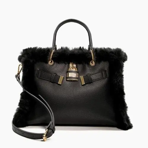 Custom Fashion Tote Bags Ladies Spring Pu Leather And Fluffy Women Handbags Large Capacity Shoulder Bag