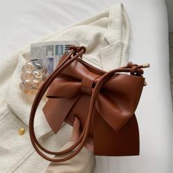 taschen New Fashionable Designer Women's Bags Custom Bow Pu Leather One-shoulder Underarm Bag Pure Color Cross Body Bucket Bag