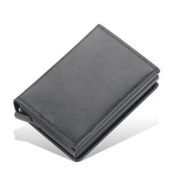 OEP005 Custom Smart Card Holder Aluminium Pop Up PU Leather Men Credit Card Holder RFID Wallet With Card Holder
