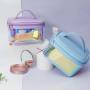 Custom Logo  Laser Glitter Pvc Holographic Mini Waterproof Plastic Portable Makeup Cosmetic Bags