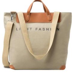 ZF013 Customized New Canvas Zipper Handbag Casual Fashion Shoulder Crossbody Bag Women PU Retro Travel Shopping Tote Bag